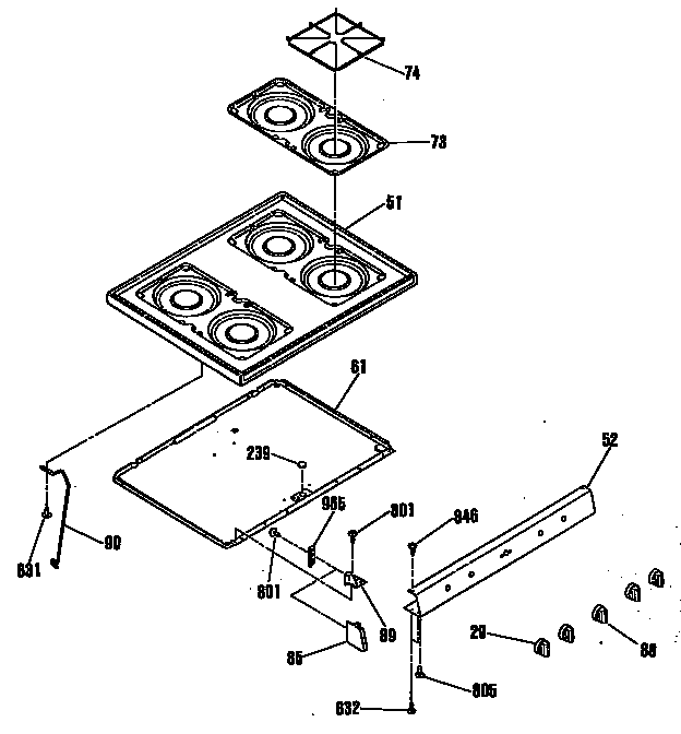 GE L2B115GPL2 cooktop diagram