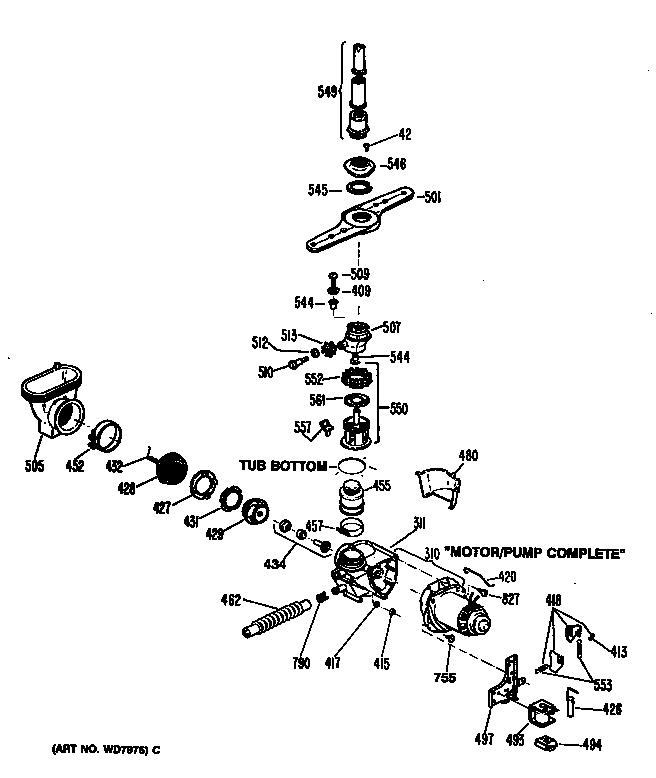 GE PSD430V-60WW motor-pump mechanism diagram