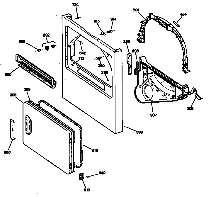 GE DRB4200SBLWW door diagram