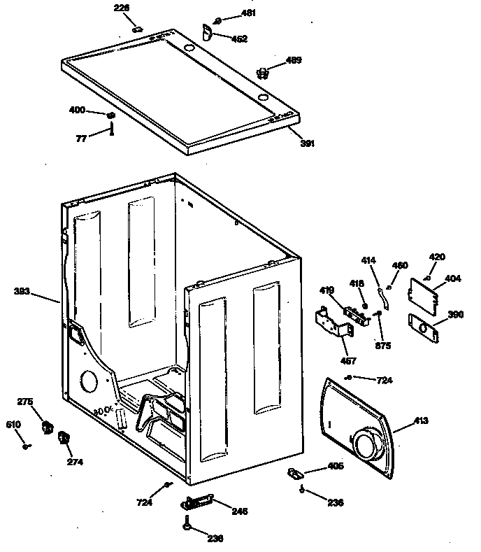 GE DRB4200SBLWW cabinet diagram