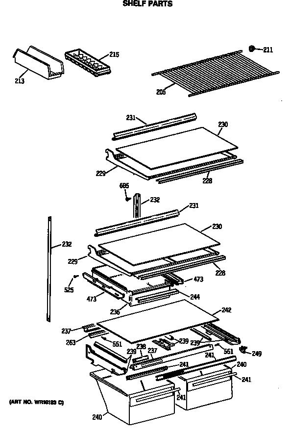 GE MTX21GASMRWH shelf parts diagram