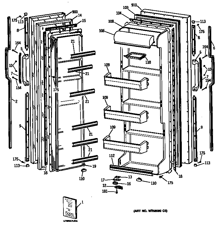 GE MRSC20BASBWH doors diagram