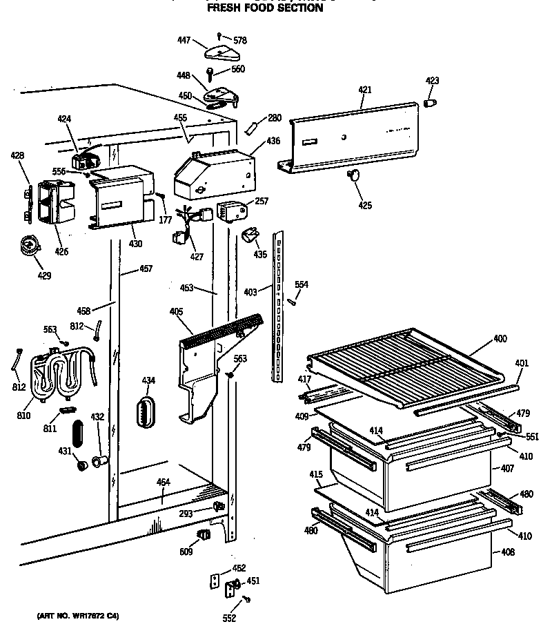 GE MRSC22BRSBAD fresh food section diagram