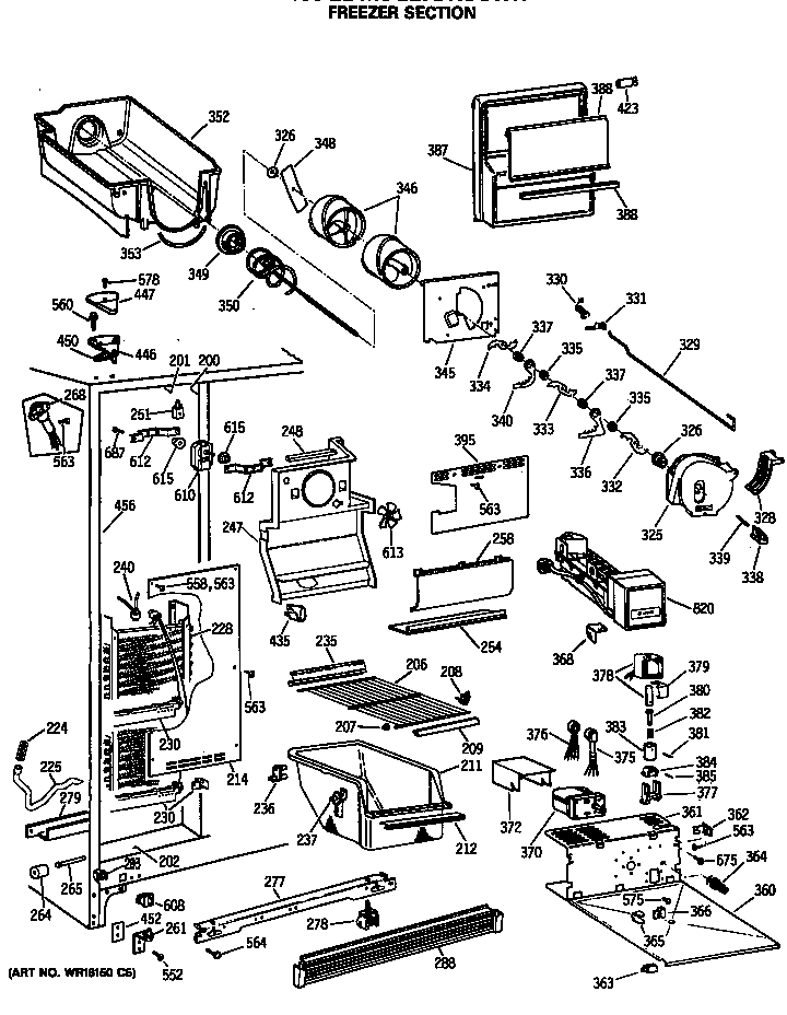 GE MSG27DHSCWH freezer section diagram