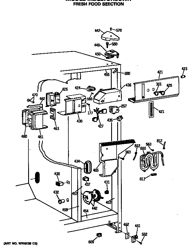 GE MSG27DHSCWH fresh food section diagram