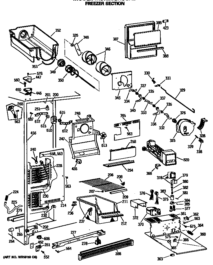 GE MSK22GRSCAD freezer section diagram