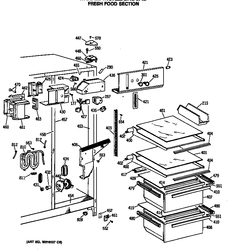GE MSK22GRSCAD fresh food section diagram