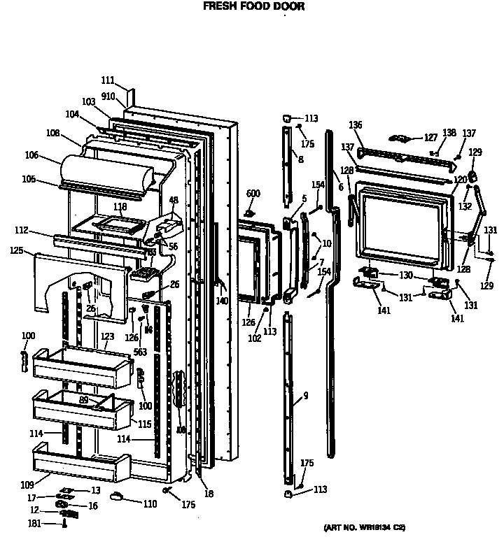 GE MSK27DHSCAD fresh food door diagram