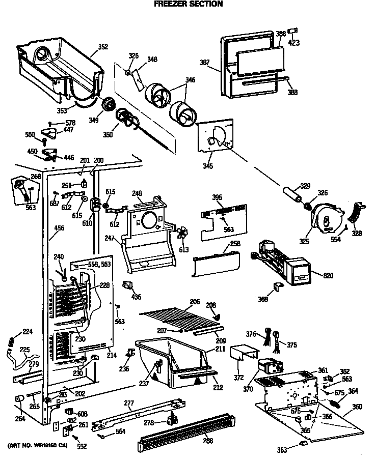 GE MSX20GWSMWH freezer section diagram