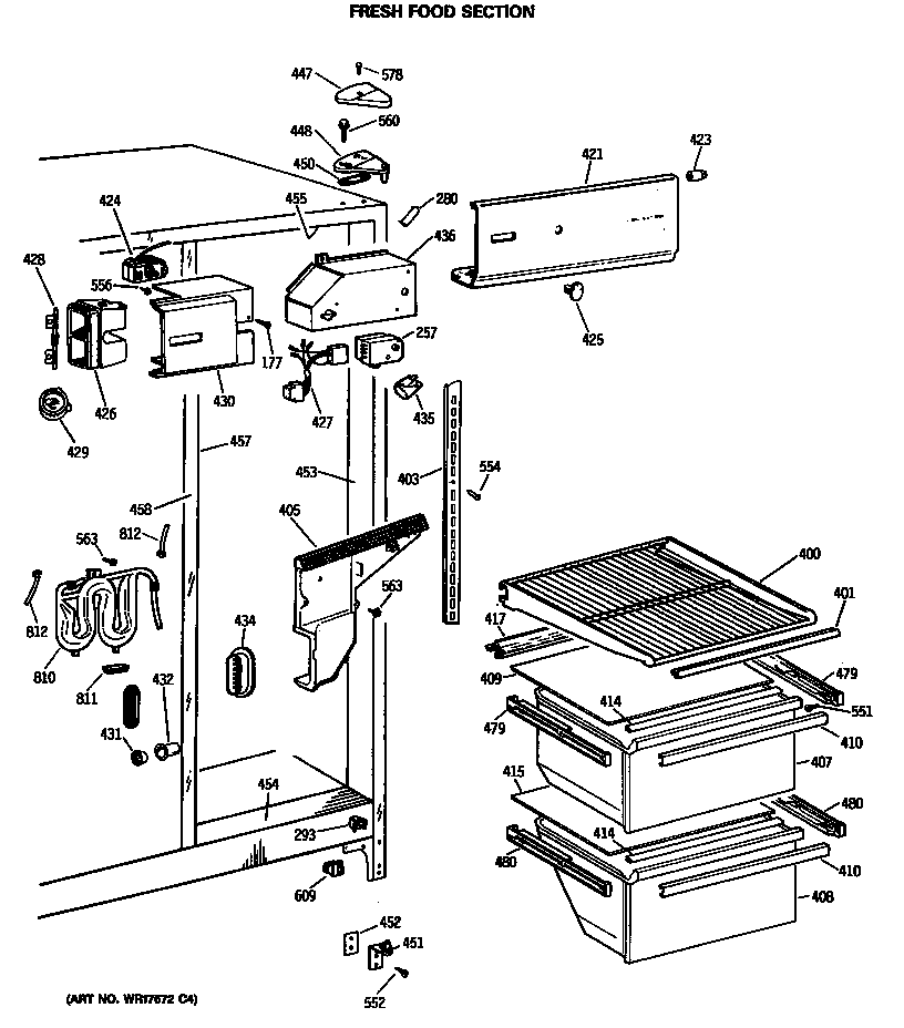 GE MSX22BRSMWH fresh food section diagram