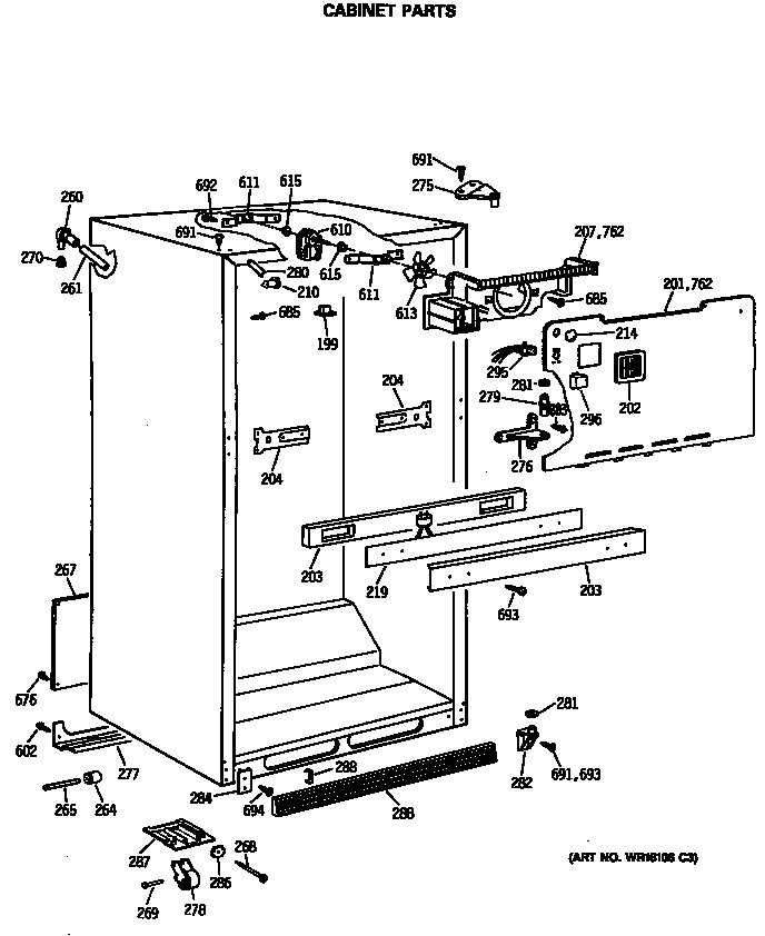 GE MTE18EASSRWH cabinet parts diagram