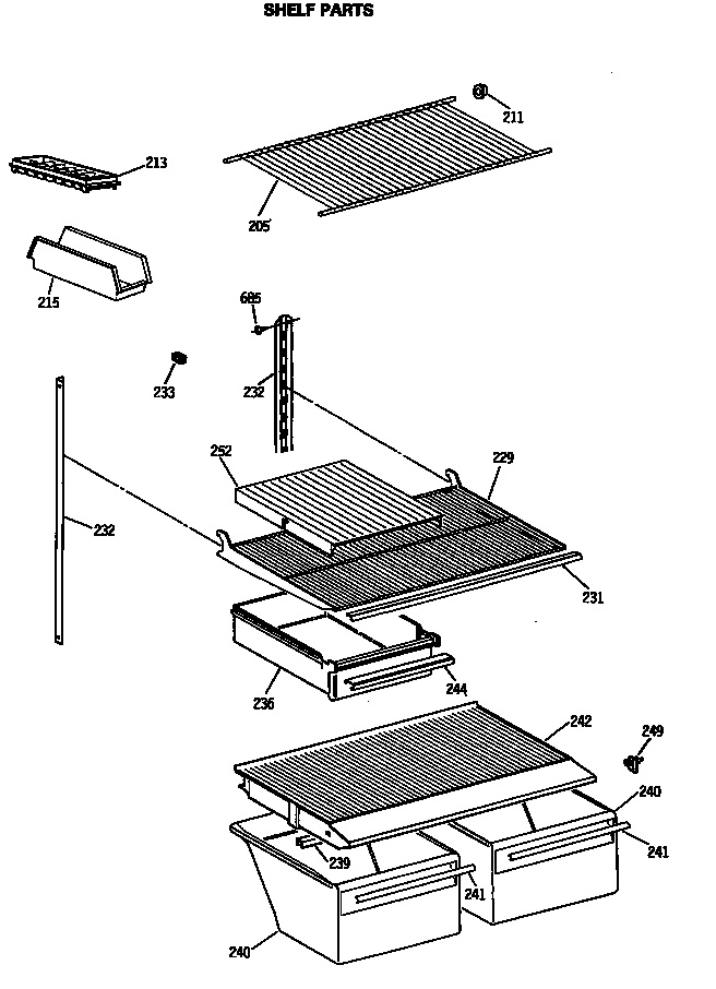 GE MTE18EASSRWH shelf parts diagram