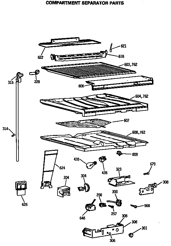 GE MTE18EASSRWH compartment separator parts diagram