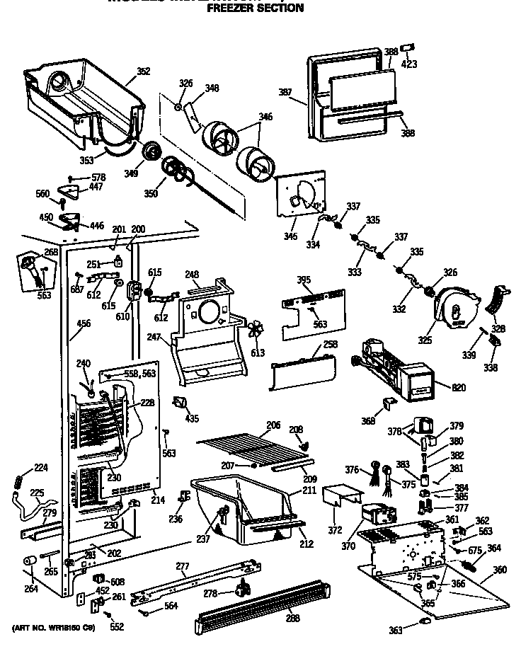 GE MSX24KWSMAD freezer section diagram
