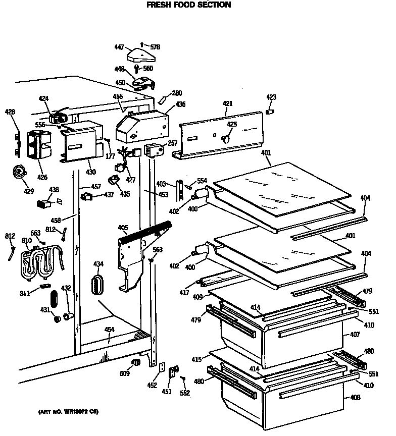 GE MSX24KWSMAD fresh food section diagram