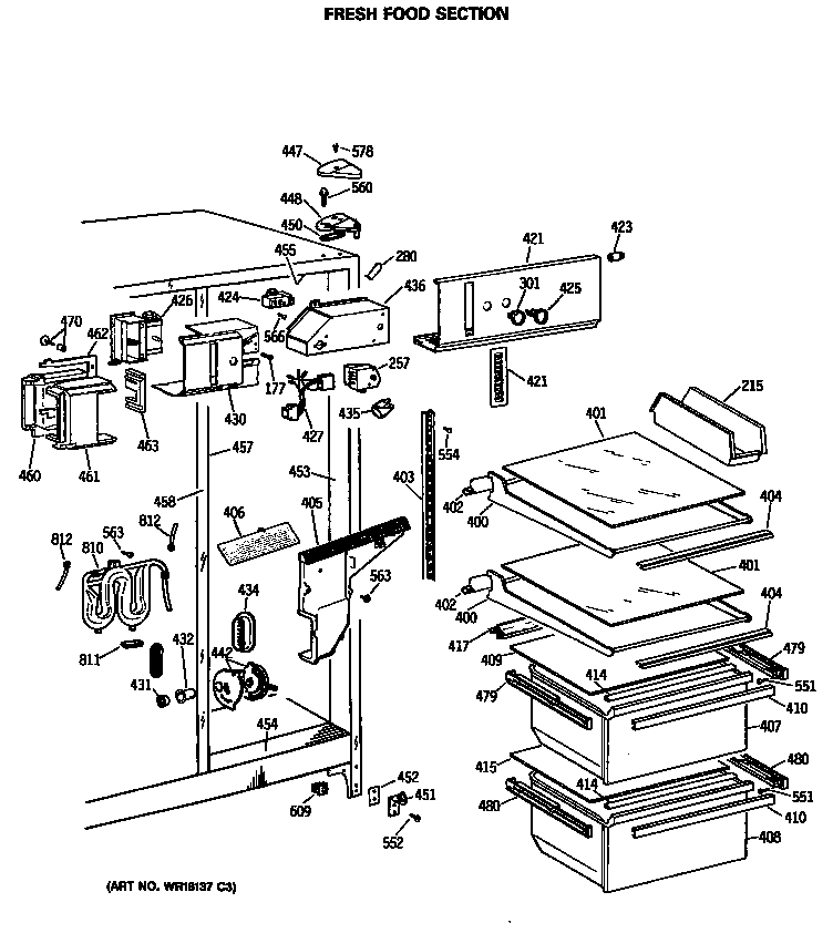 GE MSK22GRSMAD fresh food section diagram