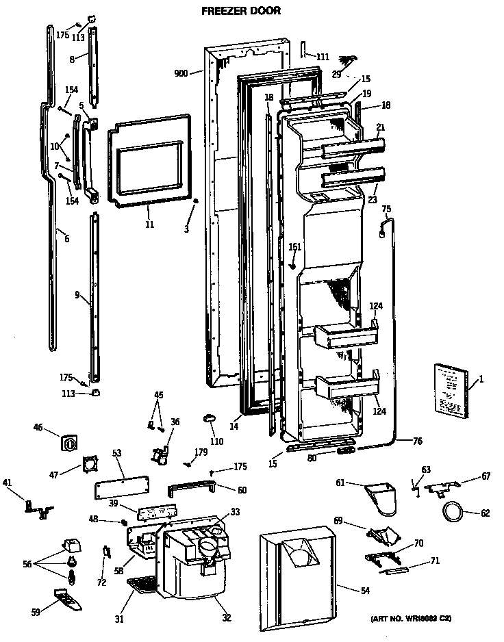 GE MSK27DHSMAD freezer door diagram