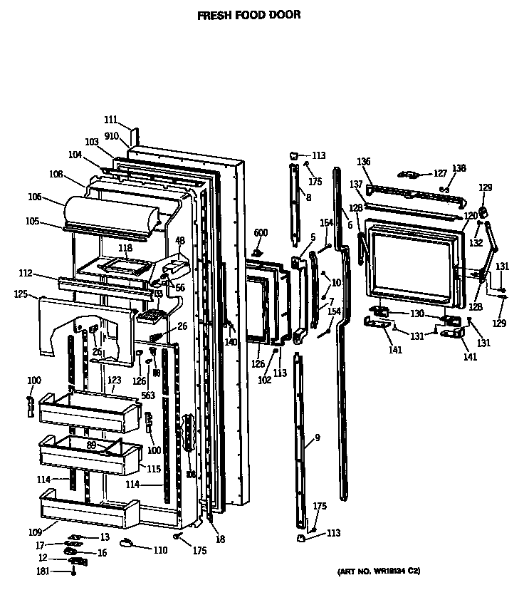 GE MSK27DHSMAD fresh food door diagram