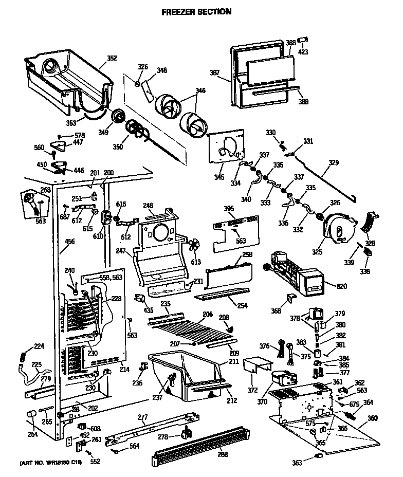 GE MSK27DHSMAD freezer section diagram
