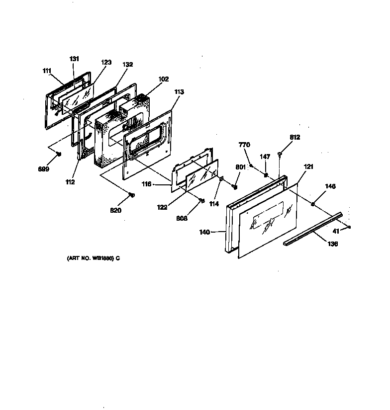 GE LEB356WT3WW oven door diagram