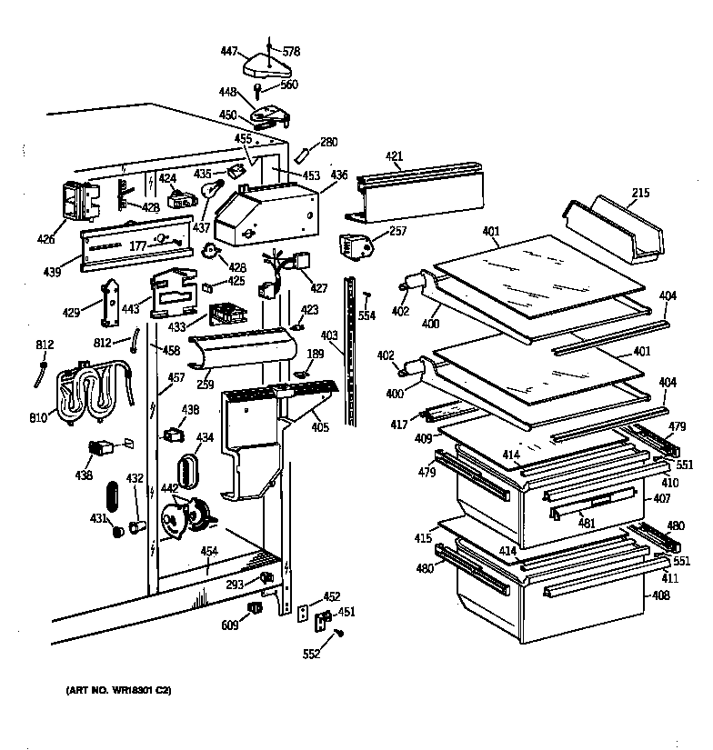 GE MST25GRYAWW fresh food section diagram