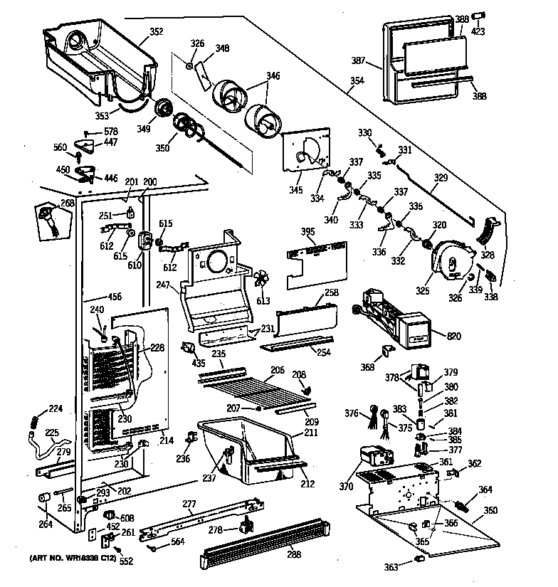 GE MSK27DRXAAA freezer section diagram