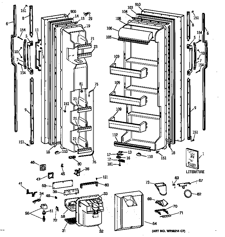 GE MST24GRXAWW doors diagram