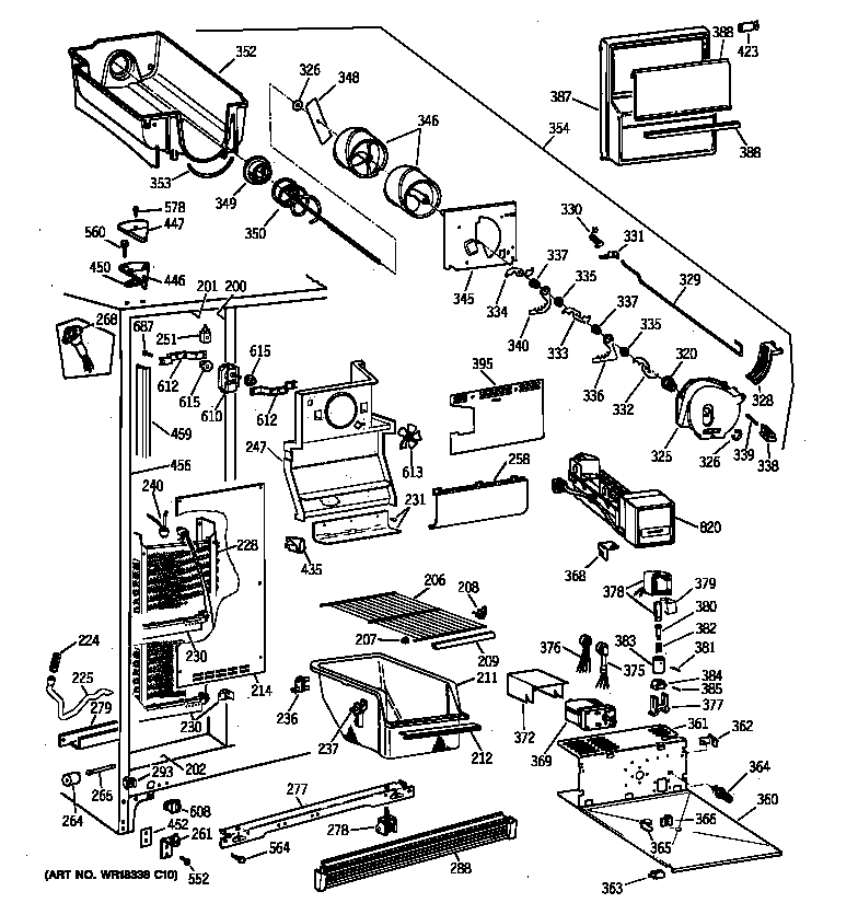 GE MST24GRXAWW freezer section diagram