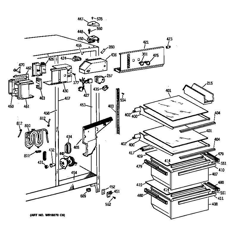 GE MSZ20GWYDWW fresh food section diagram