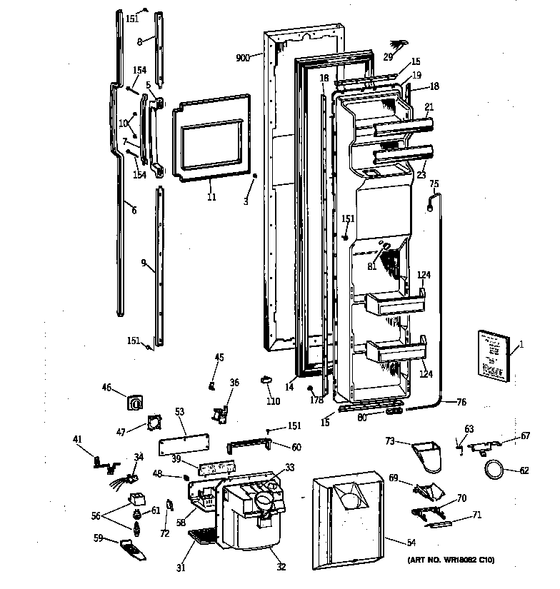 GE MSK27DHXEWH freezer door diagram