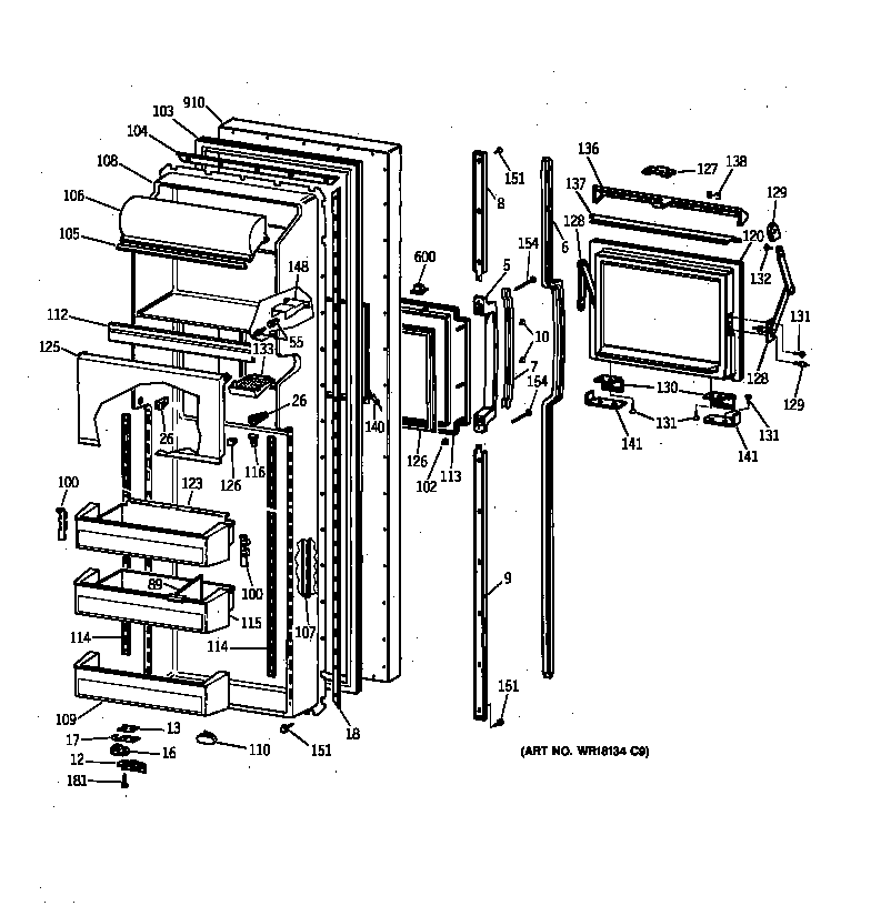 GE MSK27DHXEWH fresh food door diagram