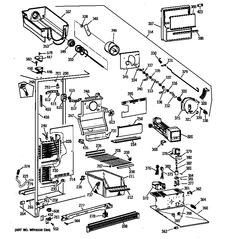 GE MSK27DHXEWH freezer section diagram