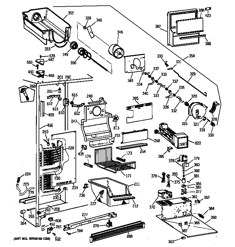 GE MSK27PFXEWW freezer section diagram