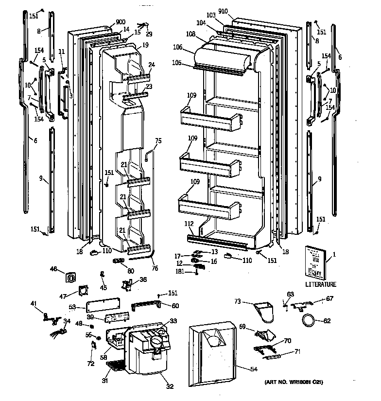 GE MSK22GRXEAD doors diagram