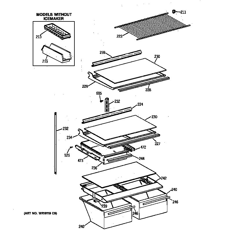 GE MTX18GIZARAA shelf parts diagram