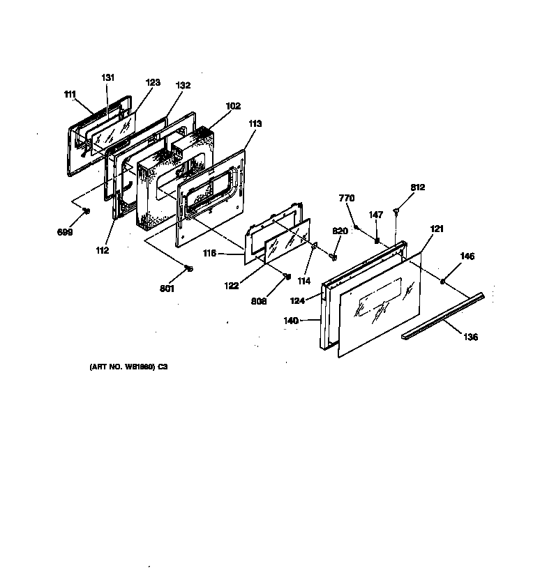 GE LEB356GT1BB door diagram