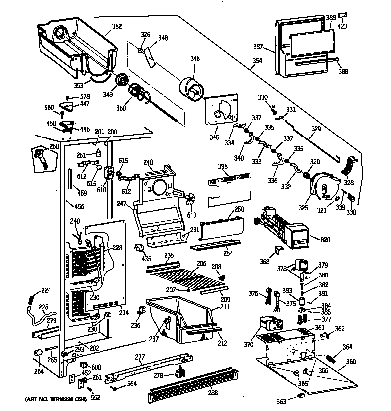 GE MSK27DHZAWH freezer section diagram