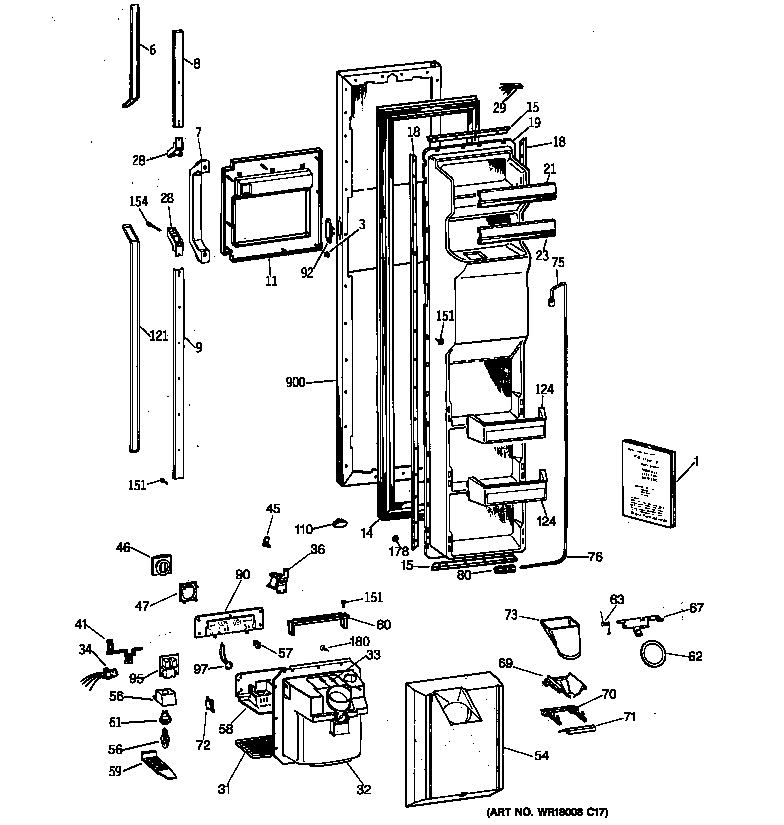 GE MSK27PFZAWW freezer door diagram