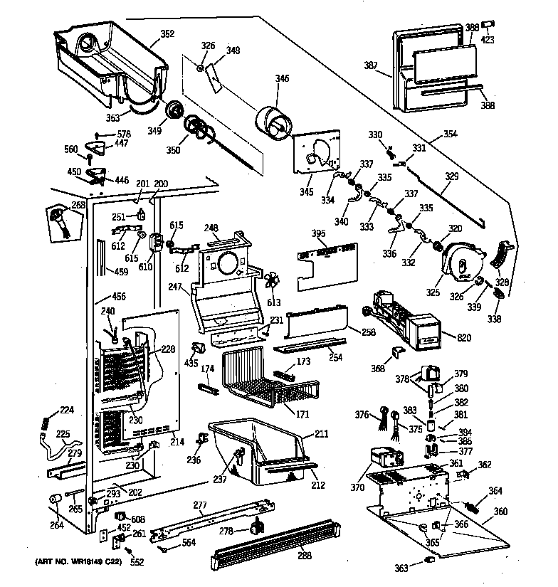 GE MSK27PFZAWW freezer section diagram