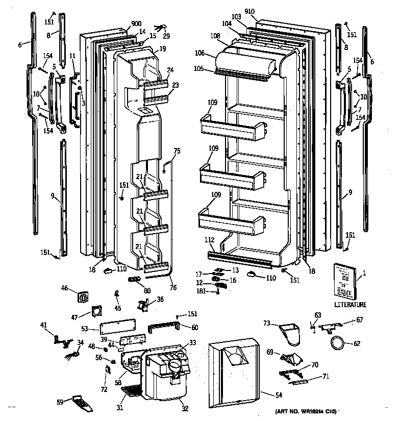GE MSG20GWZAWW doors diagram