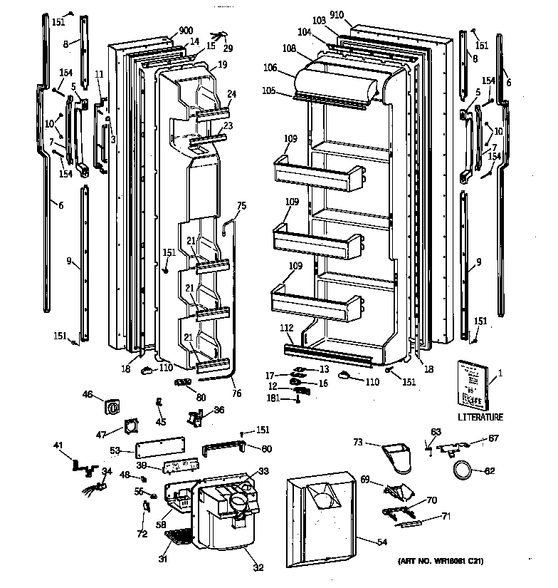 GE MSG22GRZAWW doors diagram