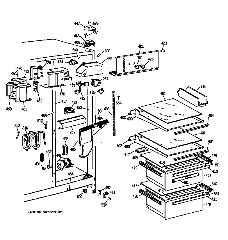 GE MSG22GRZAWW fresh food section diagram