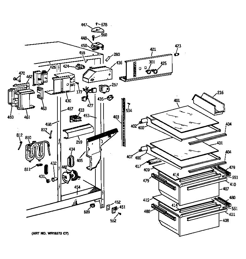 GE MSK20GWZAAA fresh food section diagram