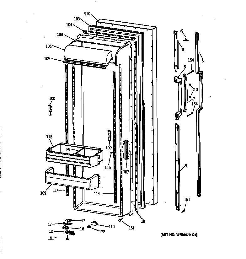 GE MSK27DRZAAA fresh food door diagram