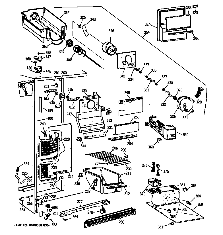 GE MSZ20GWZAWW freezer section diagram