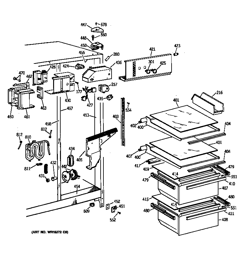 GE MSZ20GWZAWW fresh food section diagram