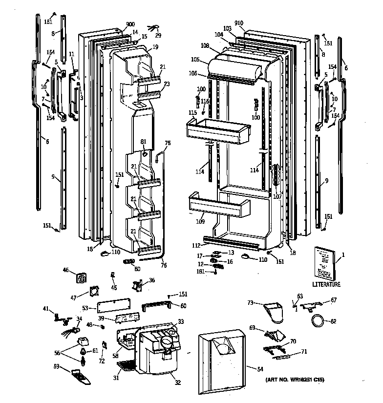 GE MSG25GRZAWW doors diagram