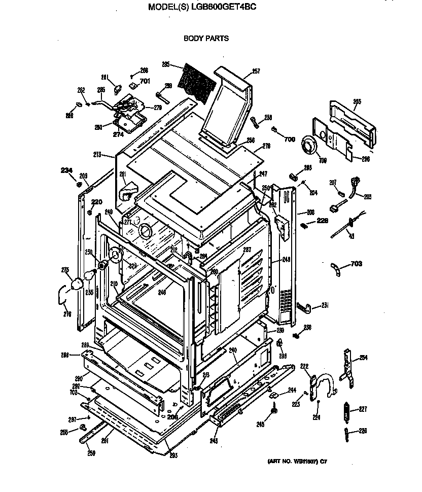 GE LGB600GET4BC body parts diagram