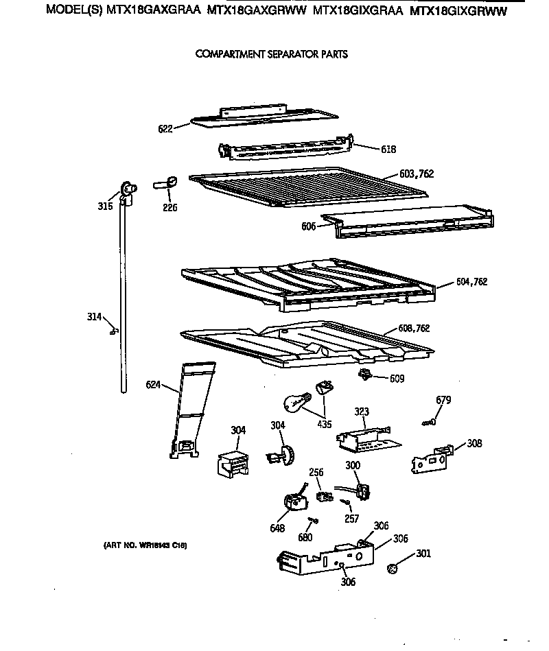 GE MTX18GAXGRAA compartment separator parts diagram