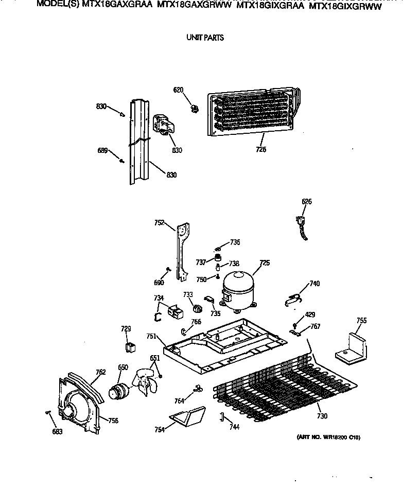 GE MTX18GAXGRAA unit parts diagram